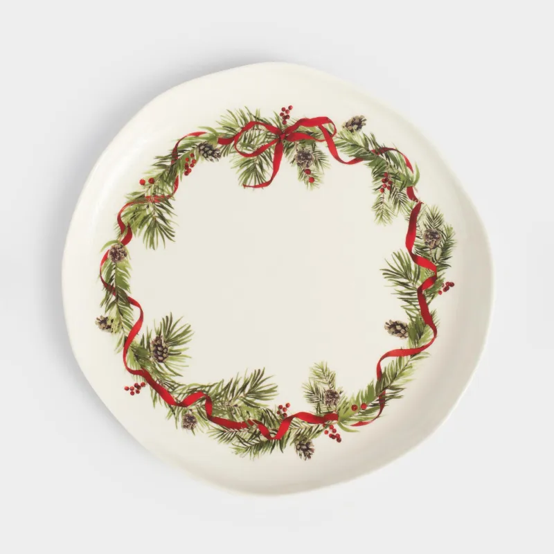 Тарелка обеденная, 26 см, фарфор N, белая, Шишки и рябина, Rowan delice