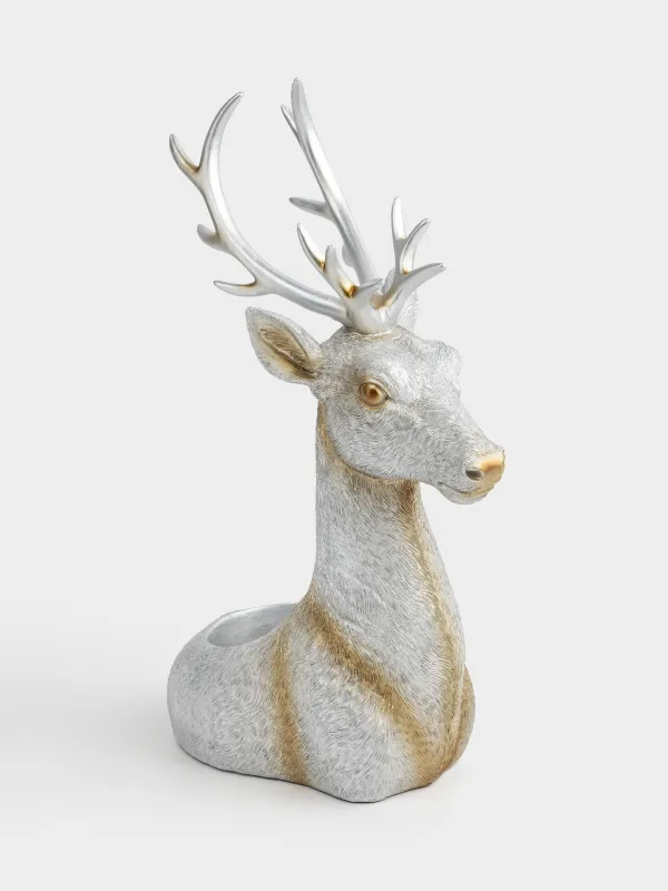 Подставка для бутылки, 12х33 см, полирезин, серебристая, Олень, Arctic deer, image-0