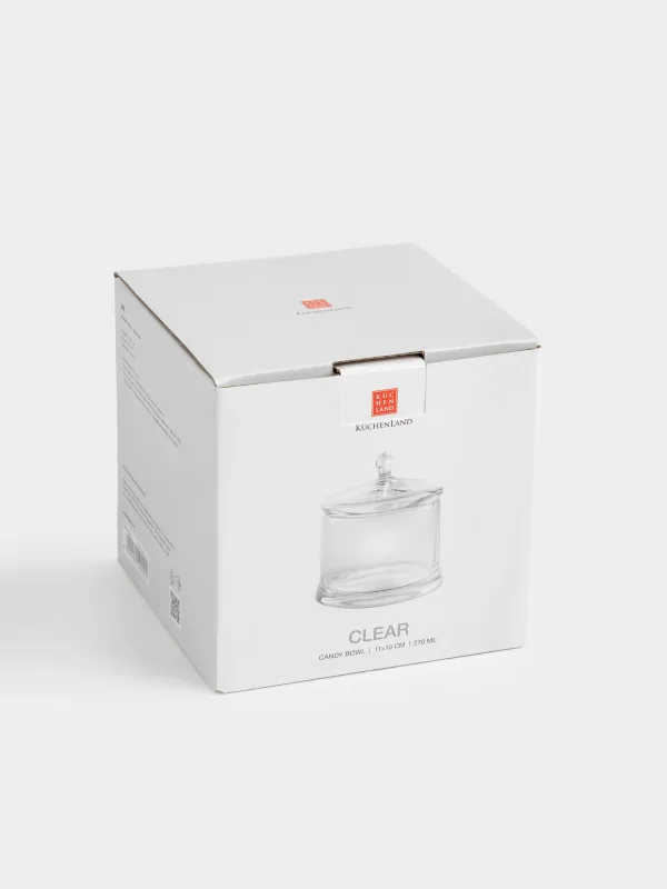 Конфетница, 11x10 см, 270 мл, с крышкой, стекло, Clear, image-4