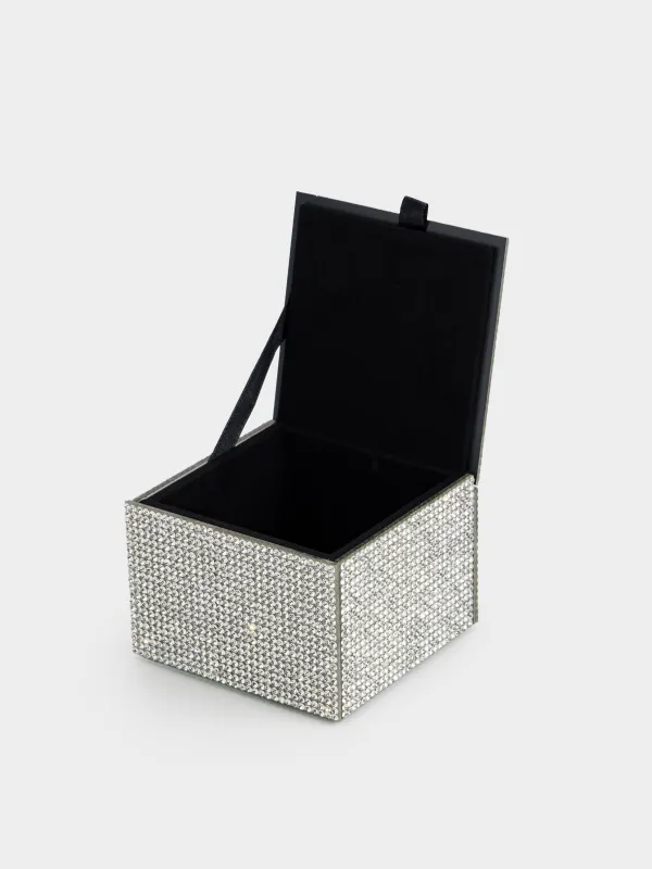 Шкатулка для украшений, 9х9 см, стекло, Серебристые кристаллы, Glossy crystal, image-1
