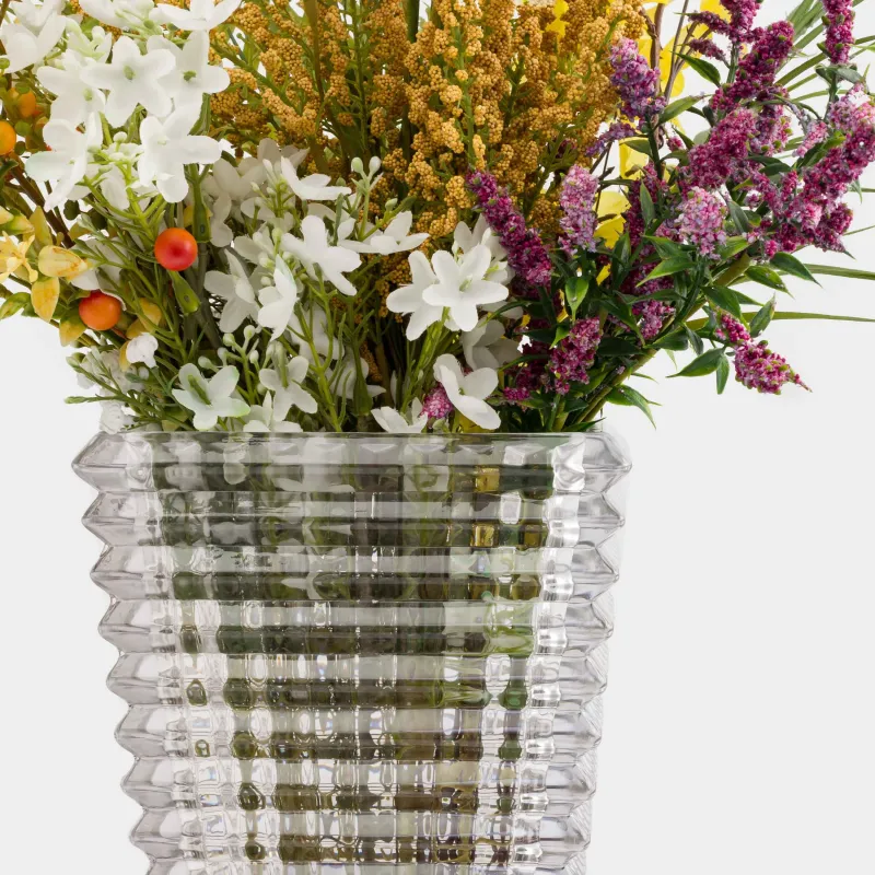 Ваза для цветов, 28 см, стекло Р, серый градиент, Mosaic color, image-4