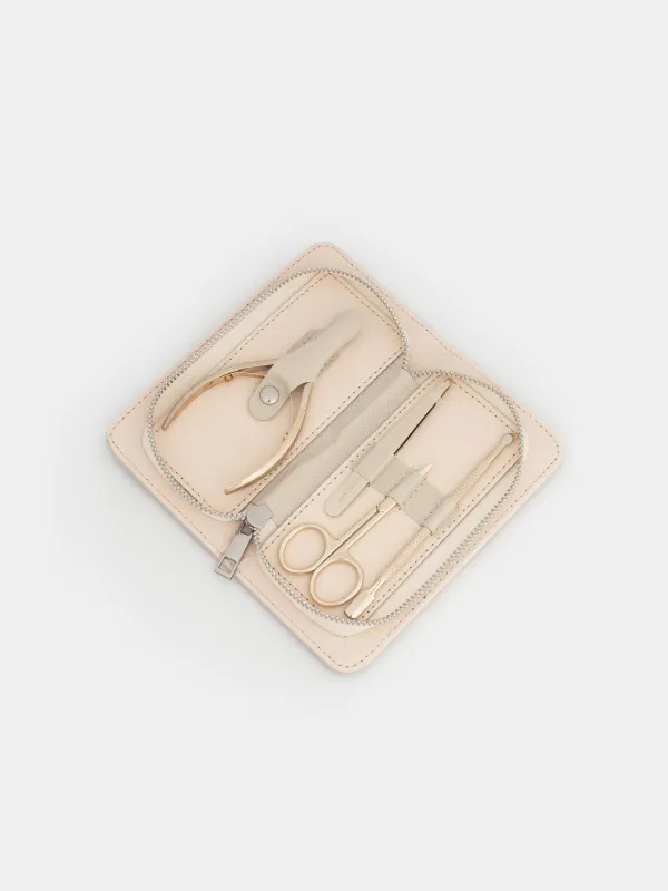 Набор маникюрный, 4 пр, в футляре, сталь/полиуретан, золотистый, Manicure gold, image-1