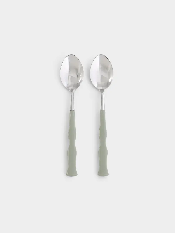 Ложка столовая, 2 шт, сталь/пластик, зеленая, Изгибы, Bangkok, image-0