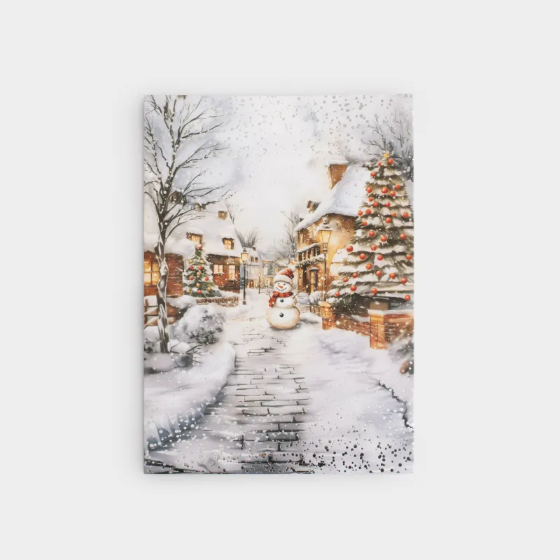 Открытка подарочная, 12х17 см, бумага, серебристая, Зимний город, Snowy house