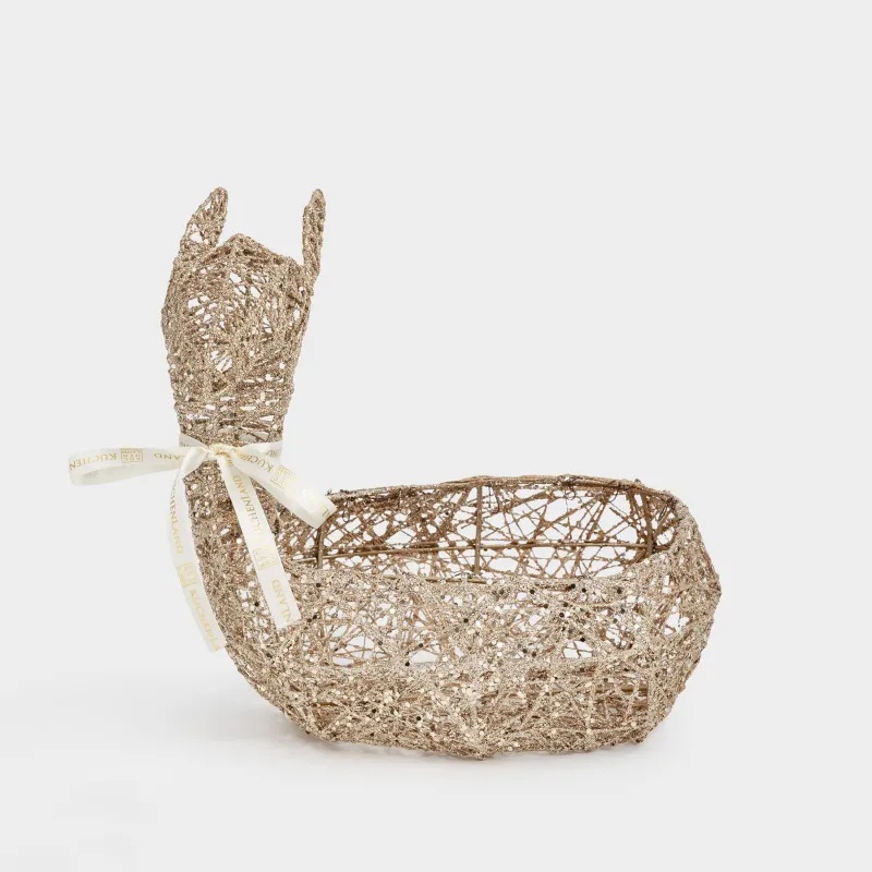 Корзина декоративная, 24x30 см, полиэстер/металл, шампань, Олень с бантиком, Deer sparks
