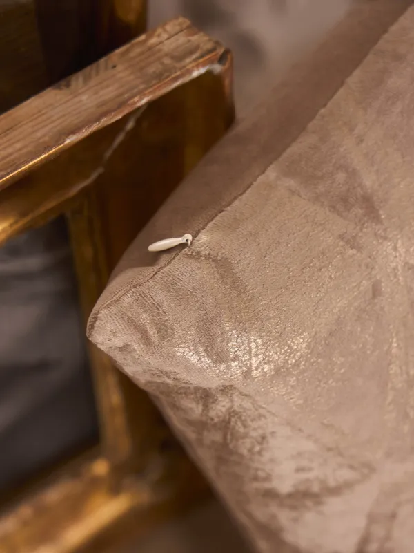 Подушка декоративная, 45х45 см, вельвет, бежевая, Золотистое напыление, Abstract, image-4