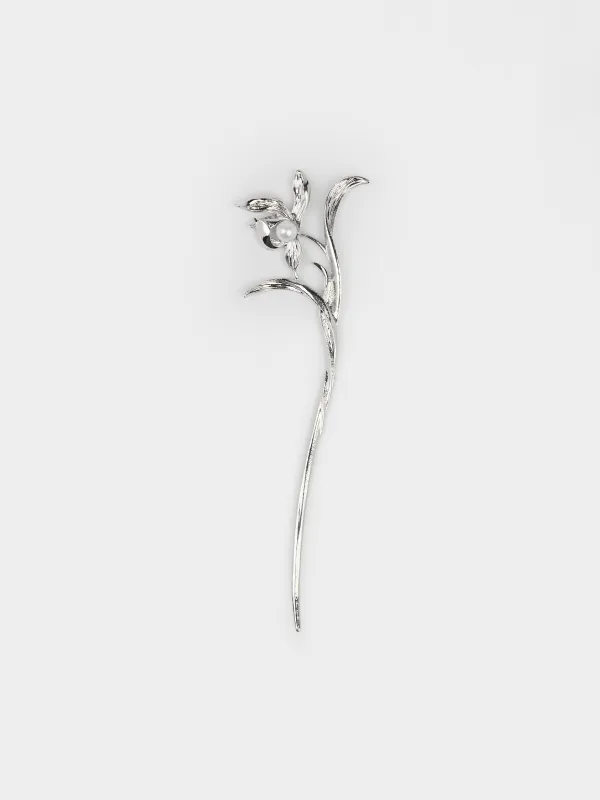 Заколка для волос, 18 см, металл, серебристая, Hair silver, image-0