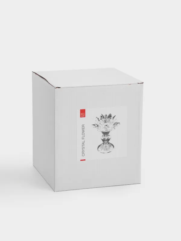 Подсвечник, 14 см, для чайной свечи, на ножке, кристальное стекло, Лотос, Crystal flower, image-4