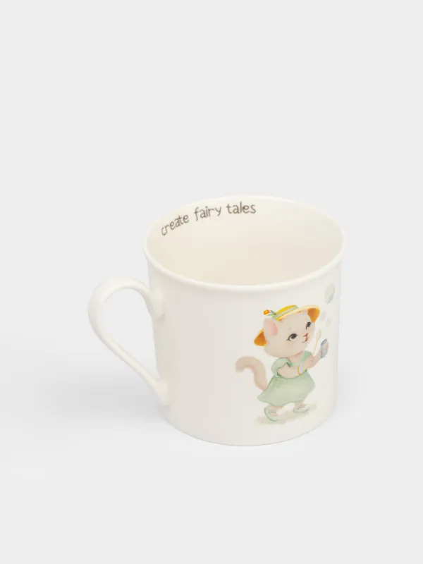 Кружка, детская, 250 мл, фарфор N, белая, Кошка в шляпе, Ideas life, image-2
