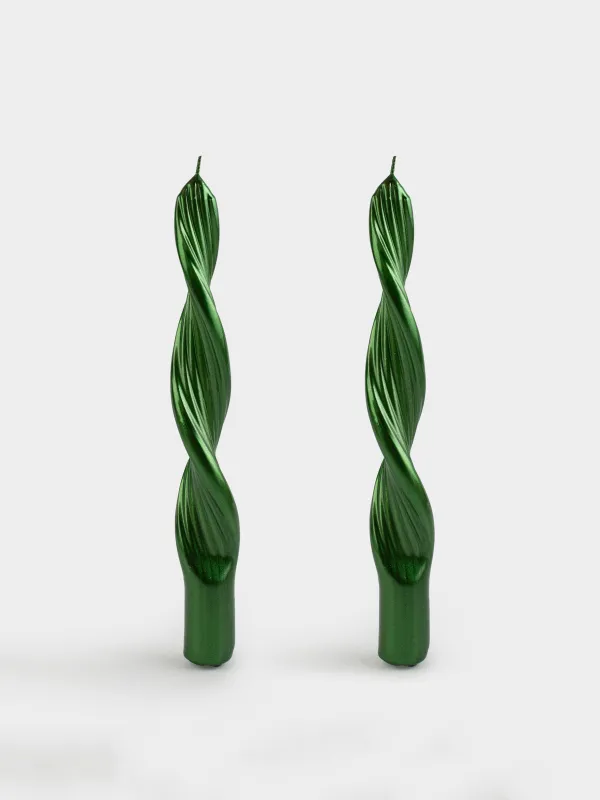 Свеча, 2 шт, 20 см, тонкая, Спираль, Spiral shape, image-0