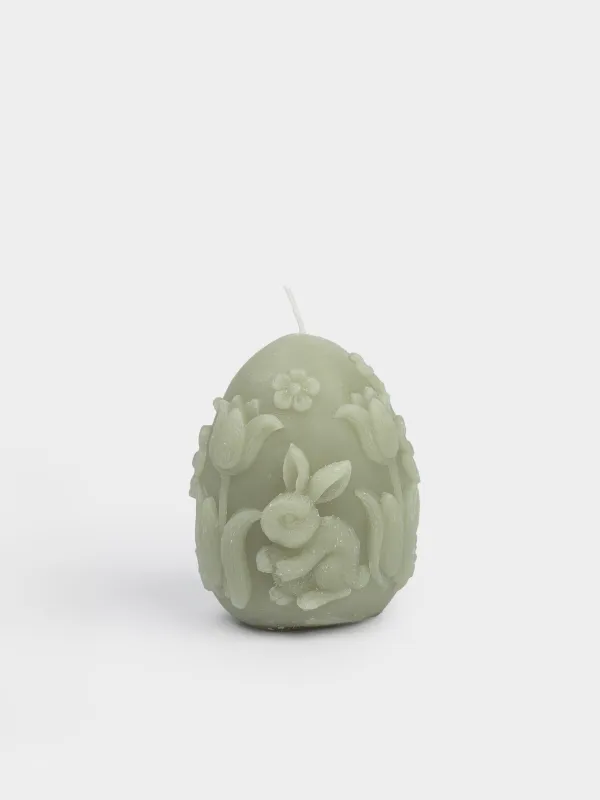 Свеча, 6x8 см, зеленая, Яйцо, Easter lace, image-0