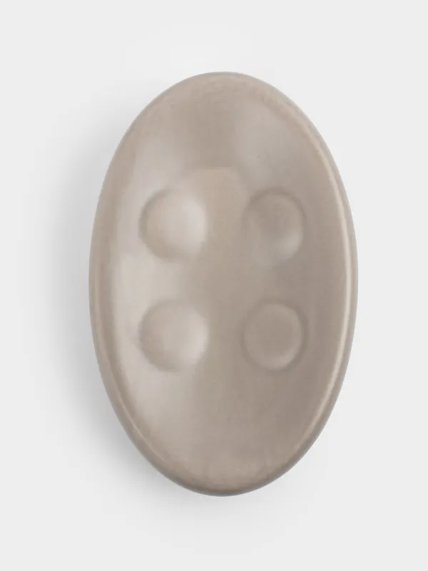 Мыльница, 13х9 см, керамика, овальная, бежево-серая, Giza, image-6