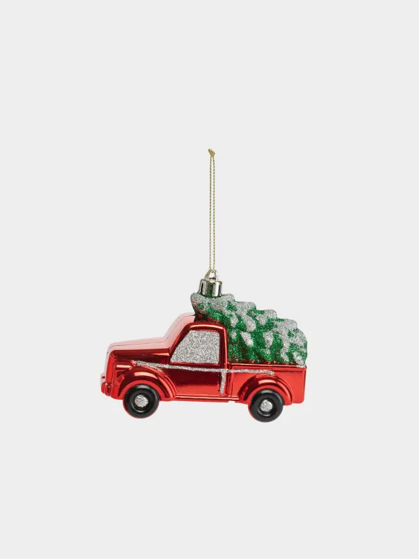 Игрушка елочная, 11х7 см, Елка в пикапе, Figure christmas, image-0
