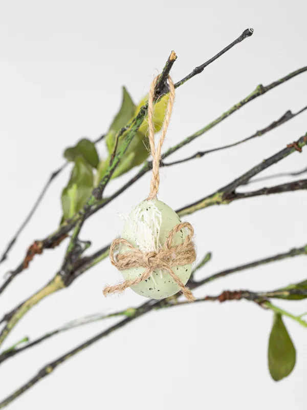 Подвеска декоративная, 4 см, пластик, зеленая, с сухоцветами, Яйцо, Natural Easter, image-2