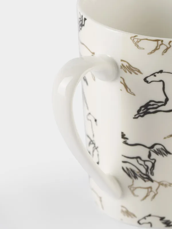 Кружка, 420 мл, фарфор N, бежевая, Лошади, Horse, image-4