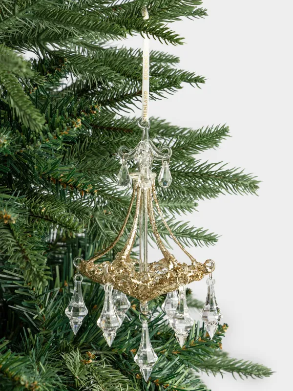 Игрушка елочная, 20 см, стекло, шампань, Люстра, Figure sparkle, image-2