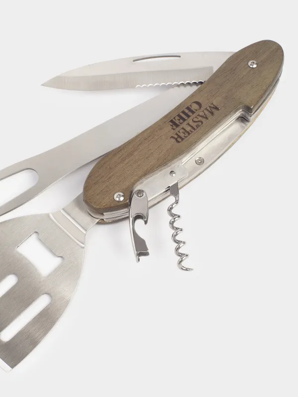 Мультитул для барбекю, 5 в 1, 42 см, разборный, сталь/дерево, BBQ, image-3