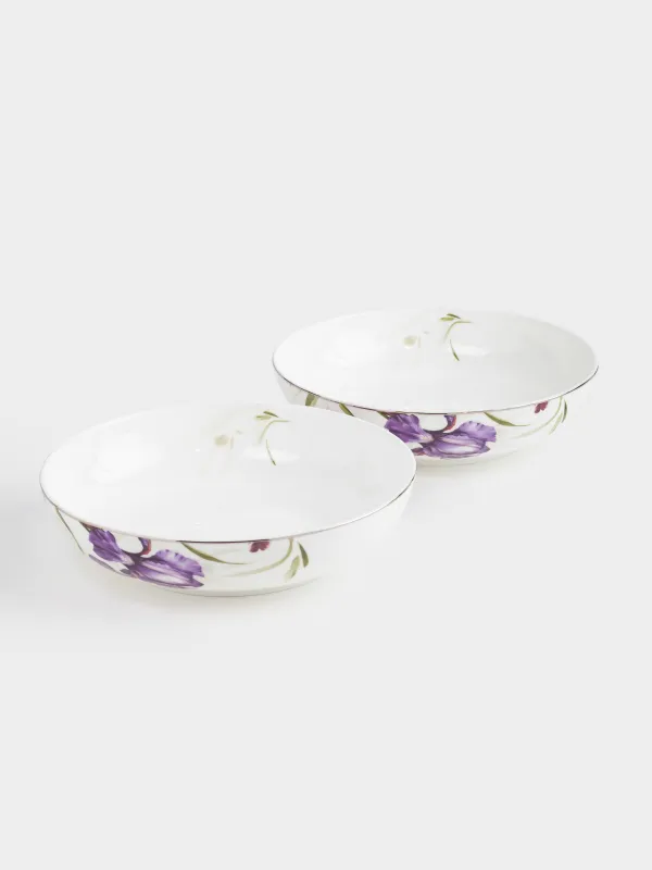 Тарелка суповая, 20х5 см, 2 шт, фарфор F, с серебристым кантом, Ирис, Antarctica Flowers, image-1