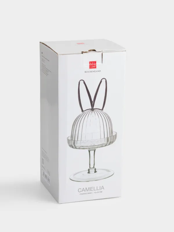 Блюдо на ножке, 12х24 см, с крышкой, Ушки кролика, Camellia, image-5