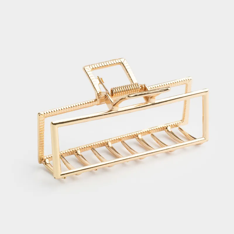 Заколка для волос, 9 см, металл, золотистая, Крабик, Fantastic gold