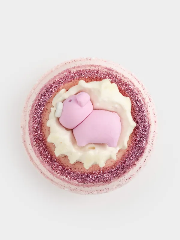 Бомбочка для ванны, 130 гр, с игрушкой, розовая, Тутти-фрутти, Свинка, Friends spa, image-0