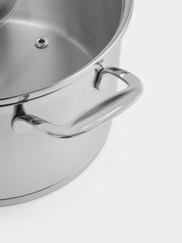 Кастрюля, 24 см, 6 л, с крышкой, сталь/стекло Б, Silver Stone, image-5