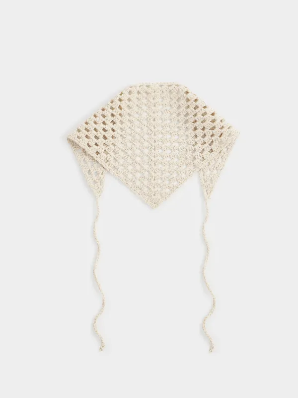 Косынка женская, единый размер, вязаная, хлопок, бежевая, Knitting lace, image-1