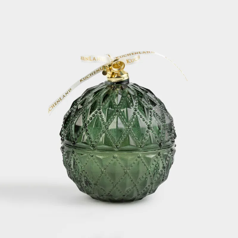 Свеча ароматическая, 8х9 см, в подсвечнике, с крышкой, стекло, зеленая, Christmas evergreen, Christmas traditions