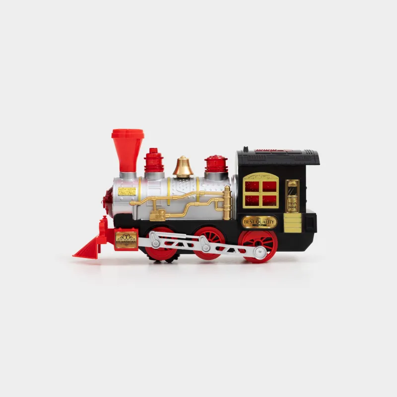 Игрушка, 28х16 см, музыкальная, с подсветкой, пластик, серебристо-черная, Поезд, Game rail