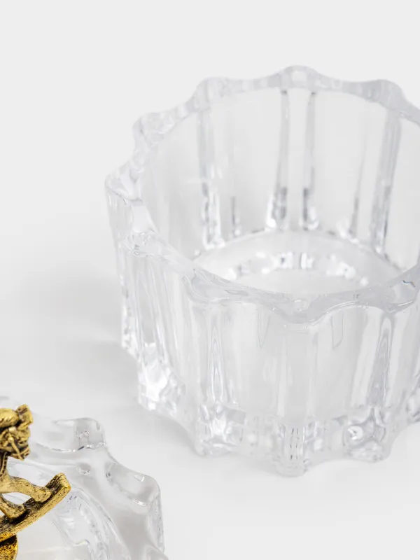 Емкость для хранения, 9x8 см, 180 мл, стекло Р/металл, Золотистая лошадь, Ridi, image-3