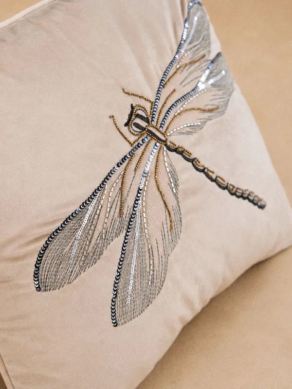 Подушка декоративная, 45х45 см, с бисером, Стрекоза, Dragonfly, image-3