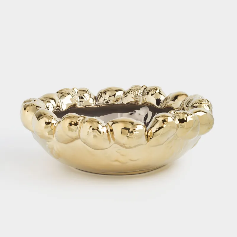 Ваза для фруктов, 30х10 см, керамика, золотистая, Желуди, Golden glow