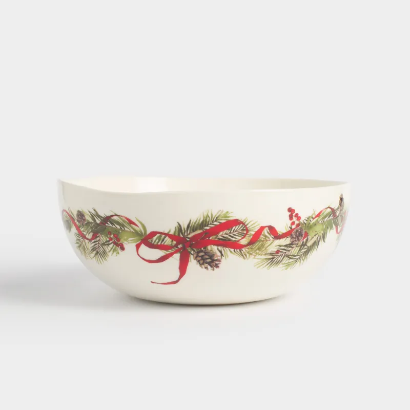 Салатник, 22х9 см, 2 л, фарфор N, белый, Шишки и рябина, Rowan delice