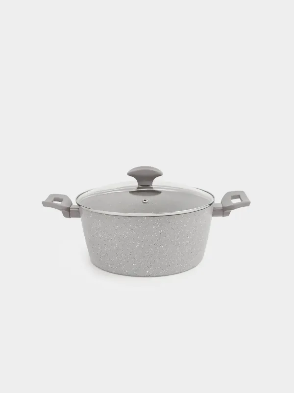 Кастрюля, 24 см, 3,9 л, с крышкой, с покрытием, алюминий, бежево-серая, Decision, image-0
