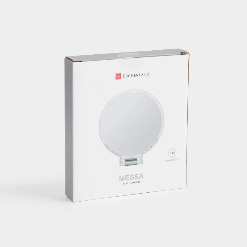 Зеркало настольное, 23x13/11 см, двустороннее, складное, ручка-подставка, пластик, круглое, Messa, image-4