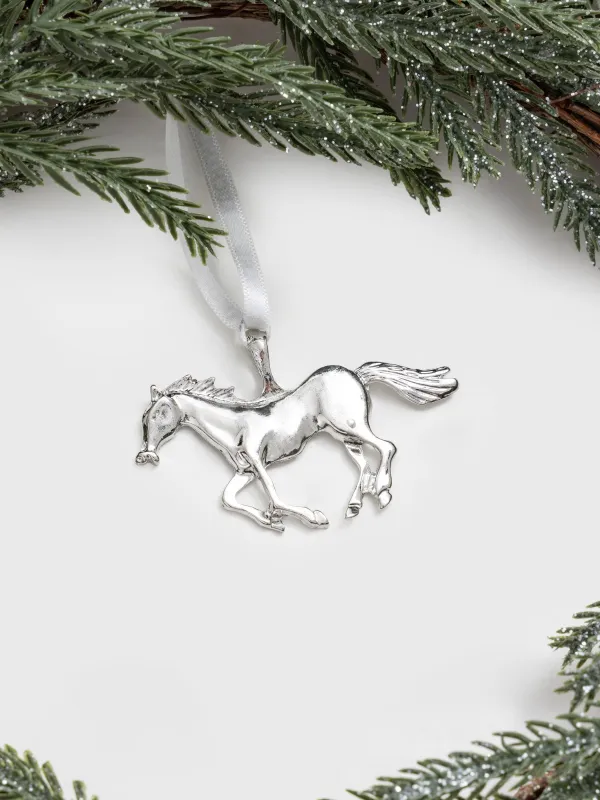 Венок рождественский, 18/50 см, пластик/бумага, Ель с серебристой лошадкой, Conifer decor, image-2