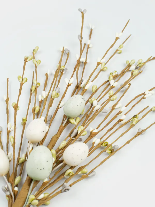 Ветка декоративная, 45 см, пластик/бумага, Ягоды и пасхальные яйца, Rustic Easter decor, image-1