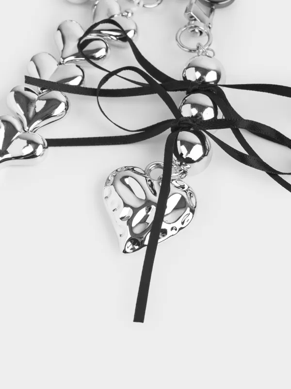 Брелок, 16 см, полиэстер/металл, серебристый, Сердце, Jewelry heart, image-3