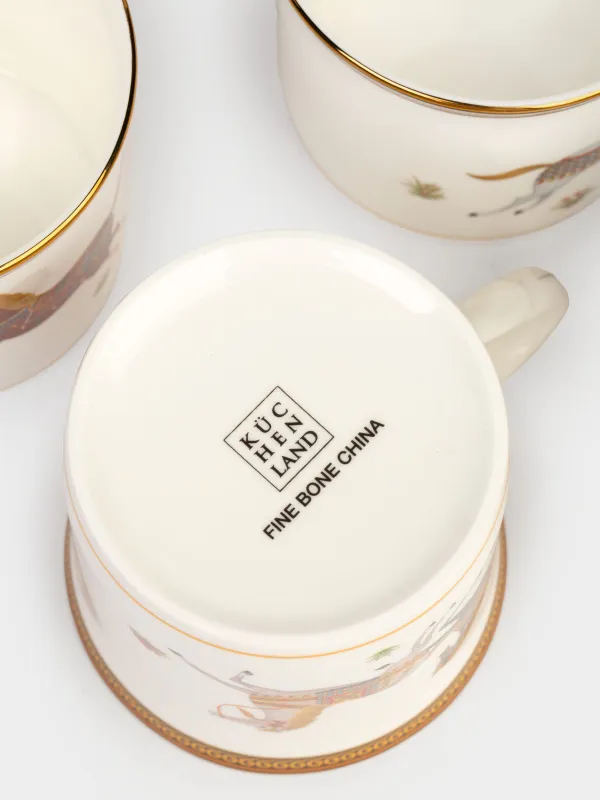 Кружка, 300 мл, 4 шт, фарфор F, белая, Лошади, Blue wind, image-10