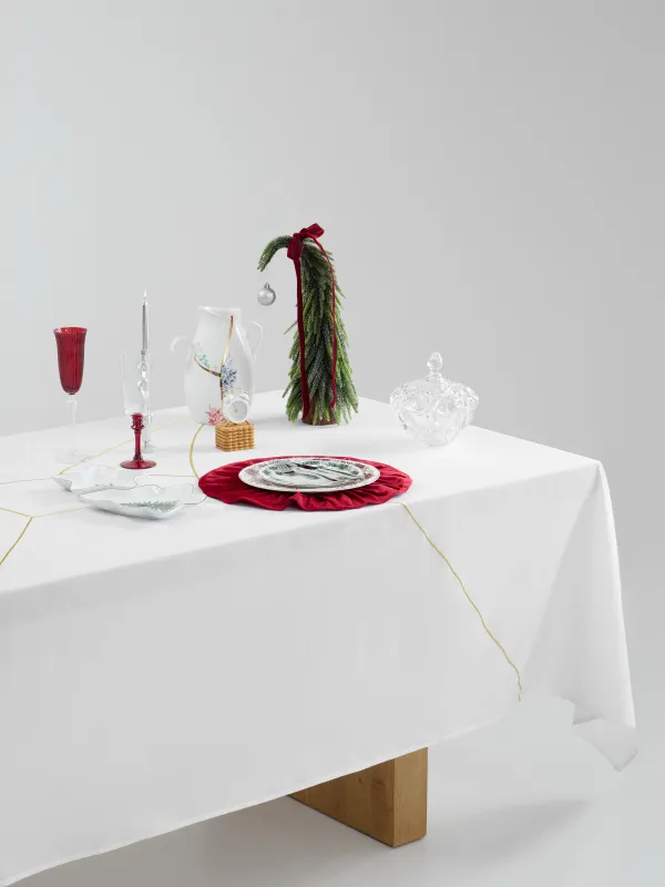 Скатерть, 170х250 см, полиэстер, белая, Золотистые линии, Revival gold, image-6