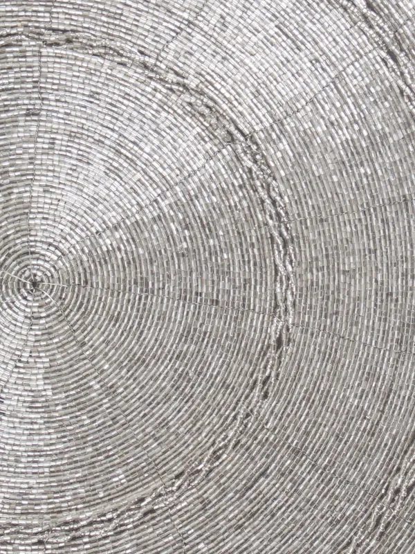 Салфетка под приборы, 36 см, бисер, круглая, светло-серебристая, Circle beads, image-3