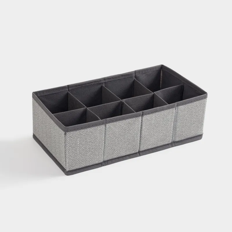Органайзер-разделитель для ящиков, 32х16 см, 8 отд, текстиль, серый, Pedant new