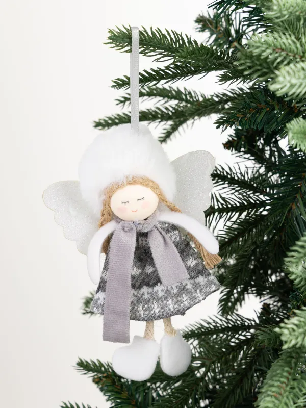 Игрушка елочная, 23 см, полиэстер/пенопласт, белая, Девочка в шапке и шарфе, Sweet girl, image-3