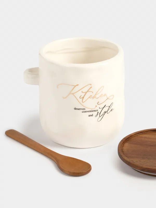 Емкость для хранения, 650 мл, с ложкой, Мятый эффект, Crumple kitchen, image-2