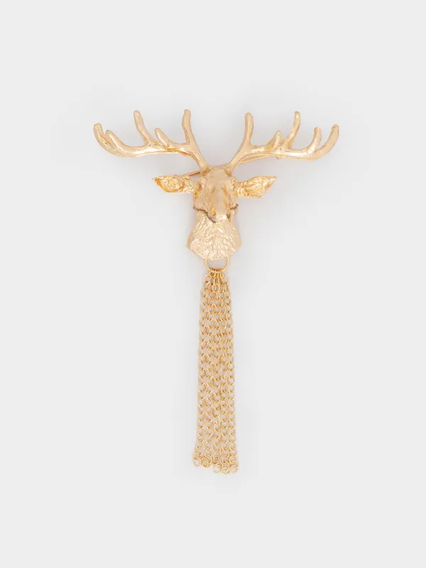 Брошь, 8 см, металл, золотистая, Олень, Jewelry deer, image-0
