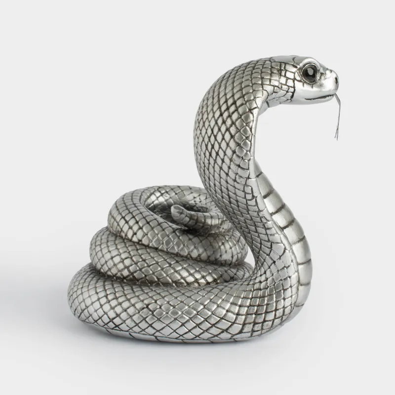 Статуэтка, 13 см, полирезин, серебристая, Кобра, Cobra cute, image-2