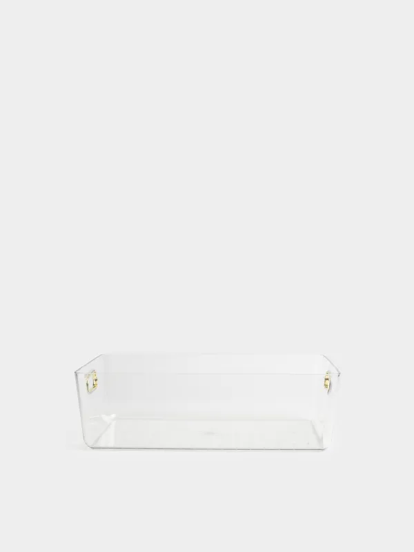 Ящик-органайзер, 29х20х10 см, хозяйственный, с золотистыми ручками, пластик, Order, image-0