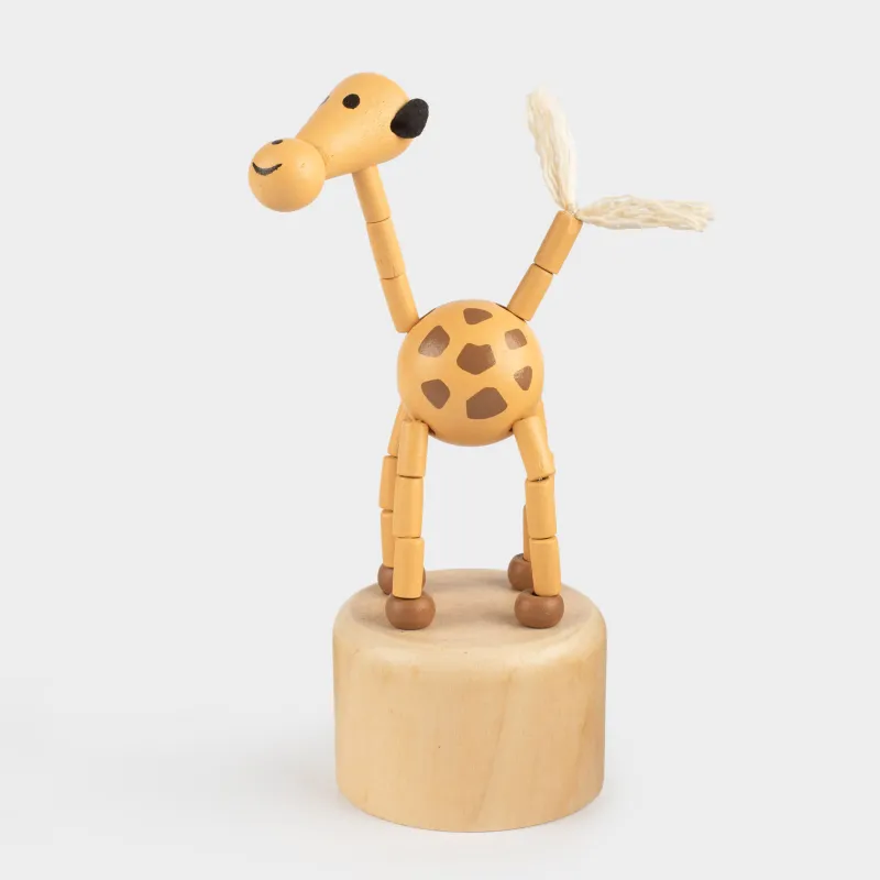 Игрушка, 13х5 см, дергунчик, дерево, желтая, Жираф, Jungle