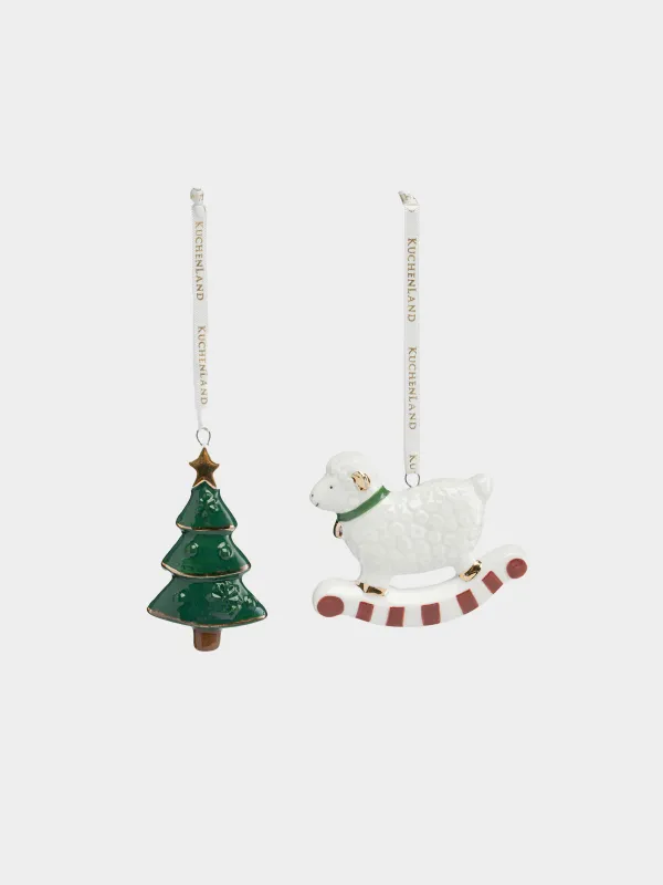 Набор елочных игрушек, 8 см, 2 шт, Баран/Елка, Figure christmas, image-0