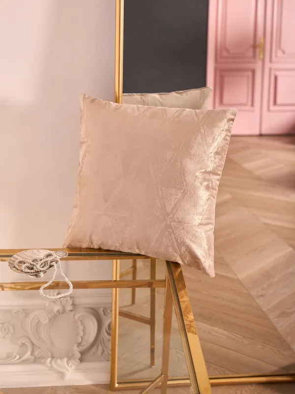 Подушка декоративная, 45х45 см, вельвет, бежевая, Золотистое напыление, Abstract, image-9